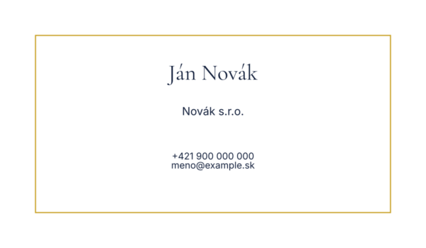 Vizitka Serif klasik – predná strana (ilustračné údaje)